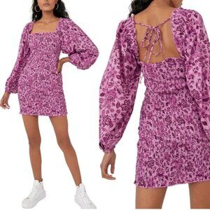 Free People Smock It To Me Mini Dress Purple Azaela